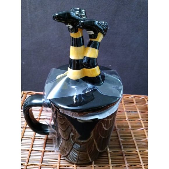 Rae Dunn by Magenta HOCUS POCUS Decorative‎ Mug With Witch Legs Lid Black - Picture 3 of 6